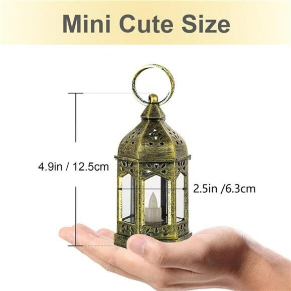 Gold Mini LED Lanterns Set of 10 Flickering Wedding Party Table Centerpieces - Picture 2 of 7